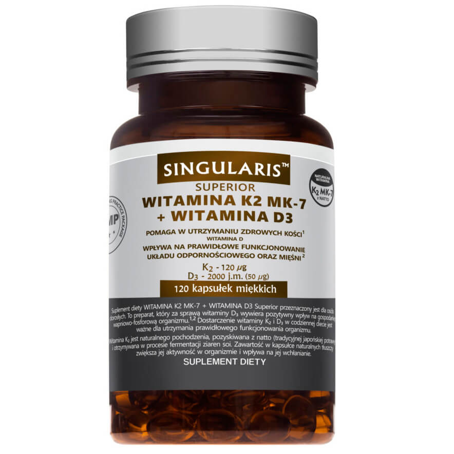 Vitamin K2 MK - 7 120 µg und Vitamin D3 2000 IE 120 SINGULARIS Weichkapseln