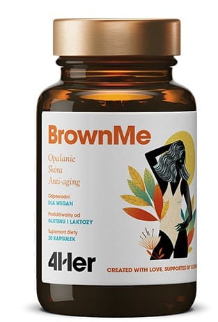 BrauneMe 4Her Nahrungsergänzungsmittel in 30 Kapseln von 4US, HealthLabs, mit braunen Kapseln auf weißem Hintergrund