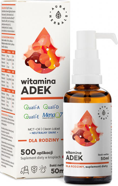 Vitamin A + D3 + E + K2 ADEK 500 Anwendungen 50 ml AURA HERBALS Hover Image
