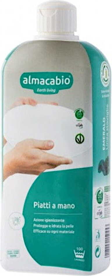 Biologisches Geschirrspülmittel von ALMACABIO in 1000 ml Flasche, umweltfreundliche Reinigung für Geschirr und Besteck.