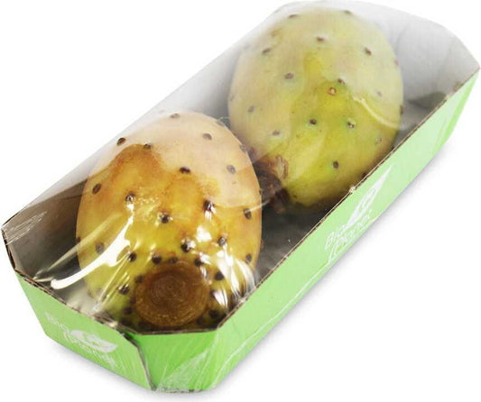 Frische Bio-Feigenkaktusfeige ca. 250g von BIO PLANET, exotische Frucht mit grüner Schale und rotem Fruchtfleisch.