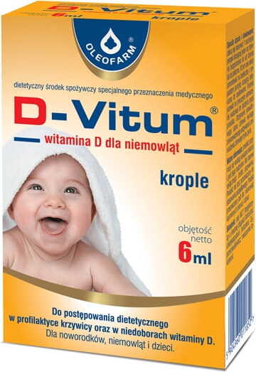Vitamin D3 Babys Tropfen von OLEOFARM, 6 ml Flasche mit Vitamin D für Säuglinge, ergänzend zur Unterstützung der Knochengesundheit