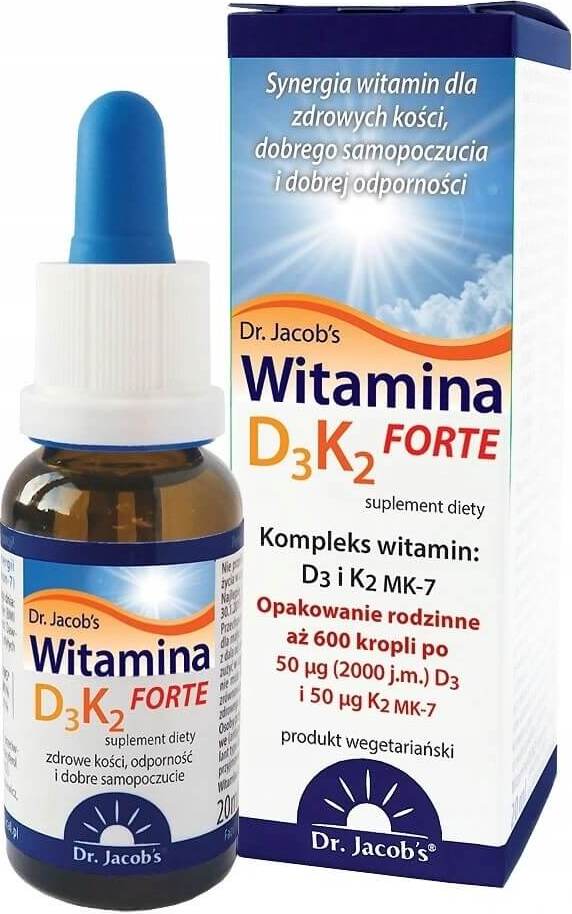 Vitamin D3 2000iu + K2 - MK7 50μg FORTE Tropfen K2MK7 20ml DR. JAKOBS Hover Image