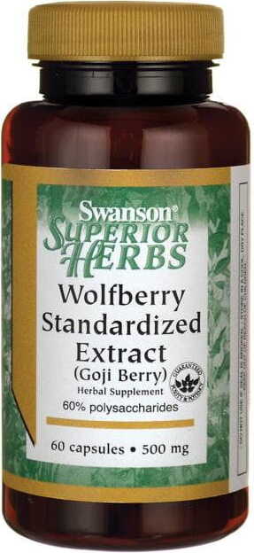Goji-Beere-Wolfsbeer-Extrakt standardisierter Goji-Beeren-Extrakt 500 mg 60 Kapseln SWANSON Hover Image