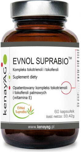 Vitamin E Kapseln von EXCELVITE EVNOL SUPRABIO, Palm-Tocotrienole und Tocopherole in einer Packung mit 60 Kapseln.