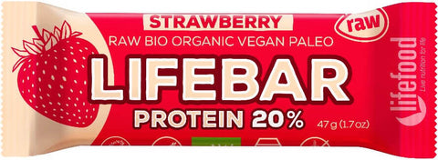 Protein-Erdbeerriegel mit Reisprotein BIO 47 g - LIFEFOOD