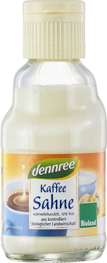 Bio Kaffeesahne von DENNREE, 165 g, cremige Milchcreme in Packung, ideal für Kaffee und Tee