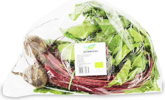 Frische Bio Rote Bete in einem Bündel von ca. 700 g, bio-zertifiziert, mit glatter roter Oberfläche und grünen Blättern