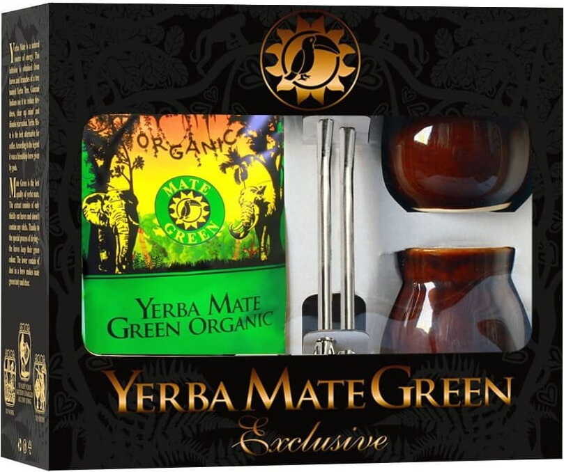 Set für zwei Yerba Mate BIO 400 g 2 x Matero 2 x Bombilla - BIO MATE GRÜN