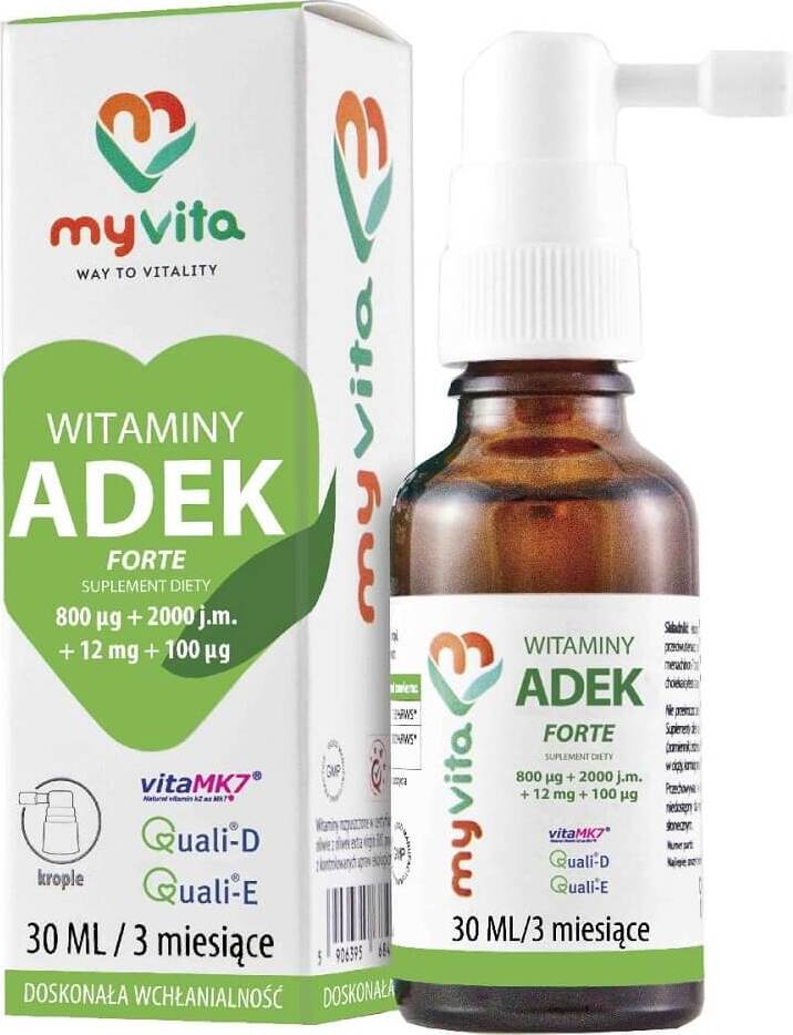 Vitamine ADEK FORTE 800 µg + 2000 IE + 12 MG + 100 µg Tropfen 30 ml MYVITA