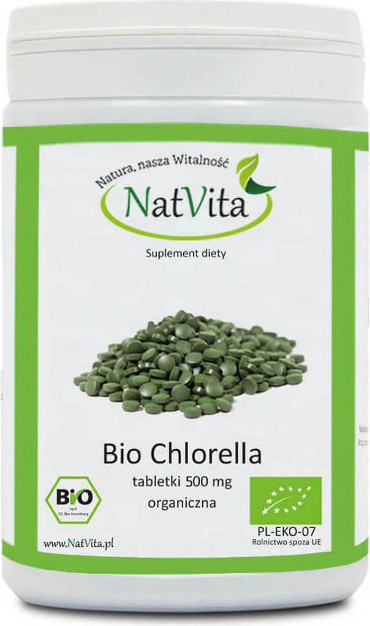 NATVITA BIO-Chlorella Tabletten, 500 mg, 30 g, 60 Stück, grüne Nahrungsergänzung in Tablettenform, natürliche Algenquelle