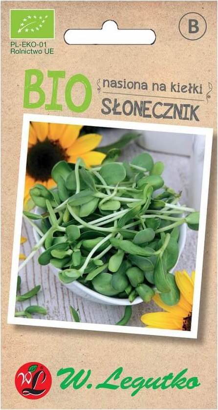 Bio Sonnenblumen-Samen für Sprossen, 10 g Packung, von LEGUTKO. Frische, keimfähige Samen für gesunde Sprossen zu Hause.