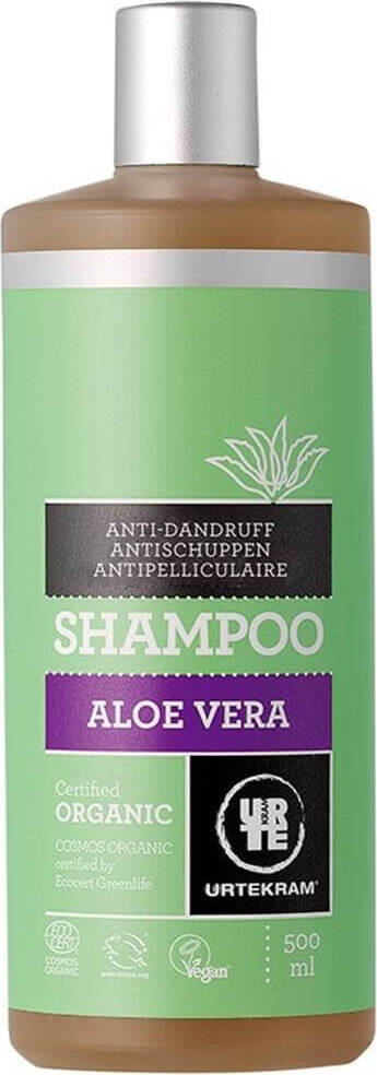 Anti-Schuppen-Aloe-Shampoo von URTEKRAM in 500 ml Flasche, naturbelassene Inhaltsstoffe gegen Schuppen, feuchtigkeitsspendend