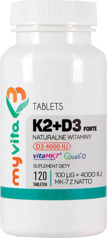 Vitamin K2 + D3 FORTE D - 3 4000iu und K2 100 µg 120 Tabletten MYVITA Hover Image