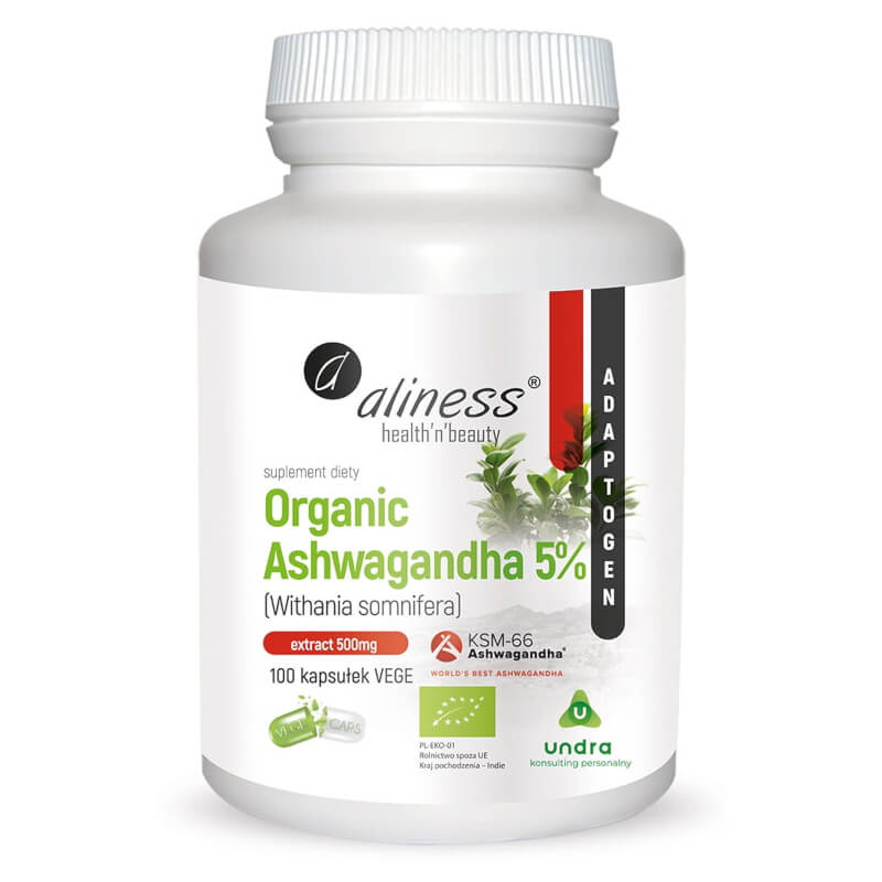 Bio-Ashwagandha 5% Bio-Ashwagandha withania somnifera KSM - 66 100 Kapseln ALINESS