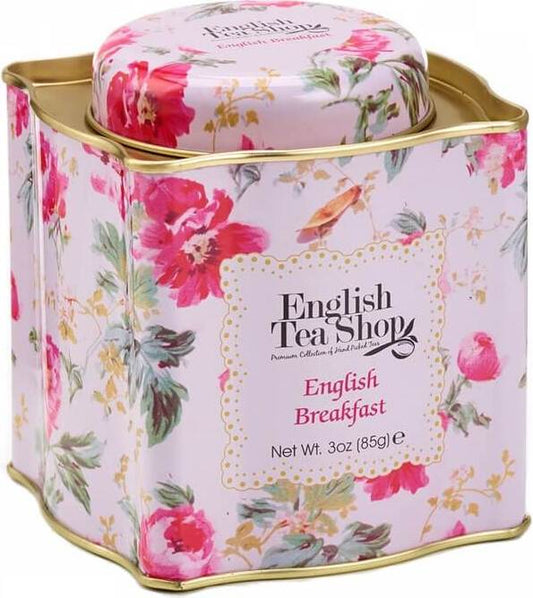 Bio englischer Frühstückstee in dekorativer Dose, 85 g, von ENGLISH TEA SHOP, mit aromatischem Schwarztee für den perfekten Start in den Tag