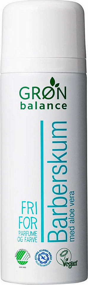 Rasierschaum mit Aloe von GRON BALANCE in 200 ml Flasche, cremige Textur für sanfte Rasur, auf dem Bild zu sehen