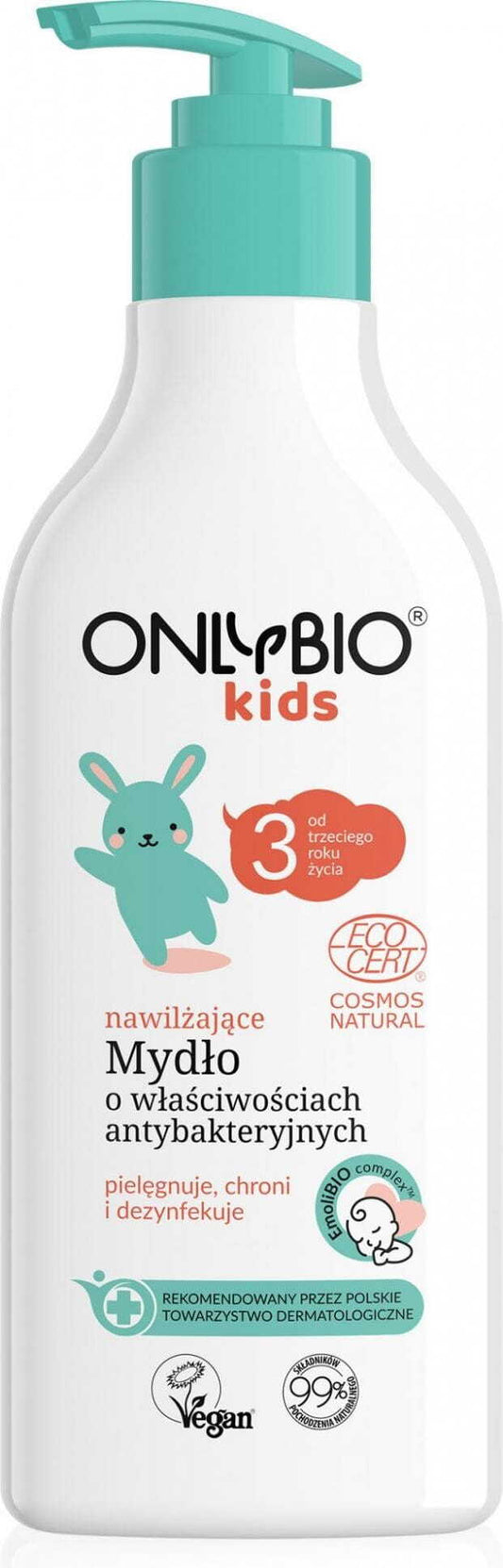 Handseife für Kinder ab 3 Jahre, feuchtigkeitsspendend und antibakteriell, biogo eco, 300 ml Flasche.