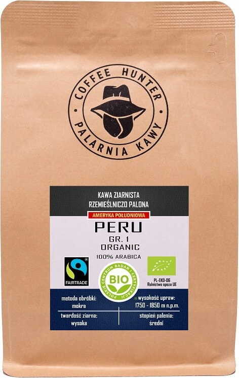 Arabica-Kaffeebohnen 100% Peru fair gehandelt BIO 250 g - COFFEE HUNTER Κύρια εικόνα προϊόντος