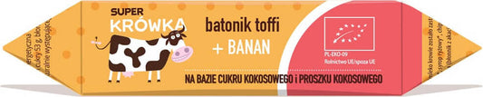 Glutenfreier BIO Fudge Toffee Riegel mit Banane von SUPER KRÓWKA, 30 g, cremige Textur, leckere Bananenstückchen