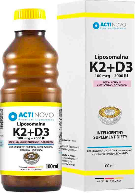 Liposomales Vitamin K2 + D3 100 mcg + 2000 IE 50 Portionen ohne Alkohol 100 ml - ACTINOVO