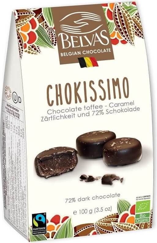 Belgische Toffee- und Karamellschokolade glutenfrei fair gehandelt BIO 100 g - BELVAS