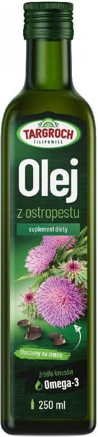 Kaltgepresstes Mariendistelöl von TARGROCH in 250ml Flasche, goldene Farbe, ideal für gesunde Ernährung und Hautpflege.