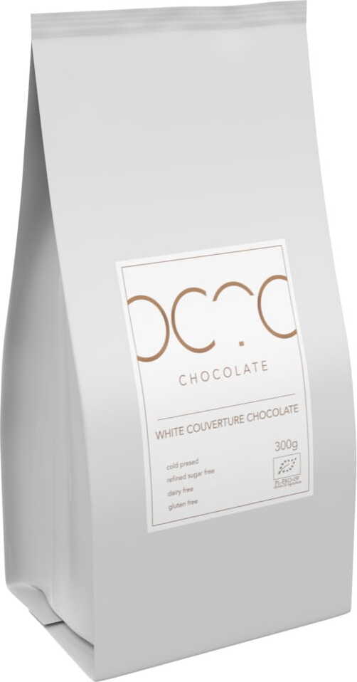 Weiße, glutenfreie Bio-Kuvertüre von BIO PLANET, 1 kg, ideal für Backen und Dekoration in der HORECA.