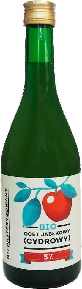 Bio Apfelessig von PIĘĆ PRZEMIAN, 700 ml Flasche, naturbelassener Apfelessig mit fünf Veränderungen, in Glasflasche.