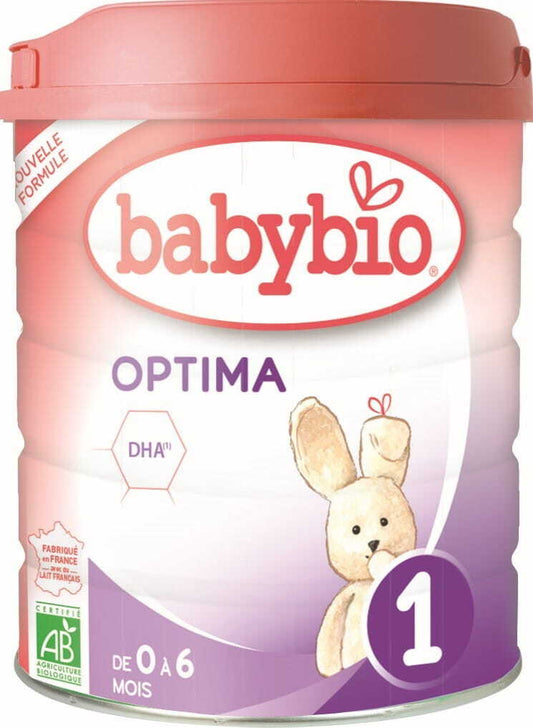 Anfangsmilch für Säuglinge von 0-6 Monaten, 800 g, BIO-Qualität, von BABYBIO in Dose mit weißem Etikett