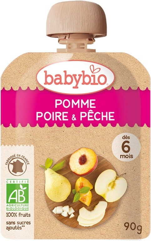 Tafelapfel - Birne - Pfirsich ab 6 Monaten glutenfrei BIO 90 g BABYBIO