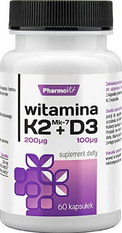 Vitamin K2 MK - 7 200 µg + D3 100 µg / 4000 und 60 PHARMOVIT Kapseln