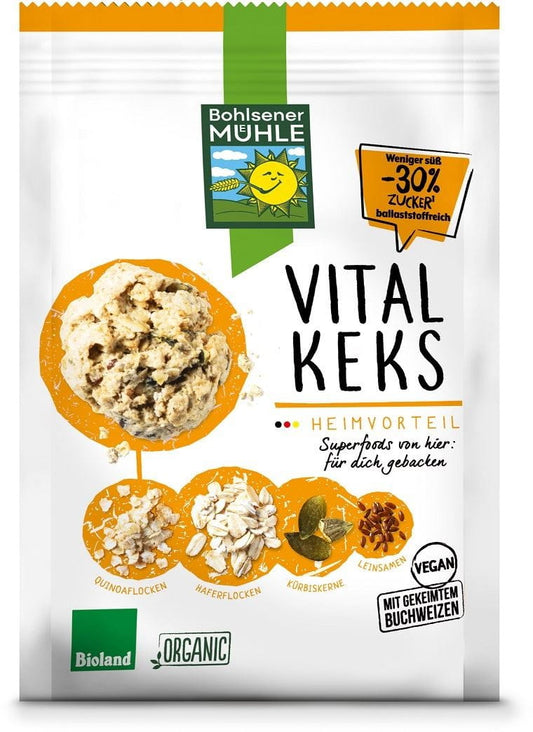 Bio Haferkekse mit Quinoa, Kürbiskernen und Leinsamen von BOHLSENER MÜHLE, 150 g, knusprige Kekse in Packung