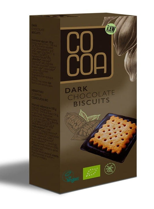 Dunkle Bio-Schokoladenkekse von Cocoa, 95 g, mit Kakaogeschmack, knusprige Kekse mit dunkler Schokolade, optimal für Naschkatzen