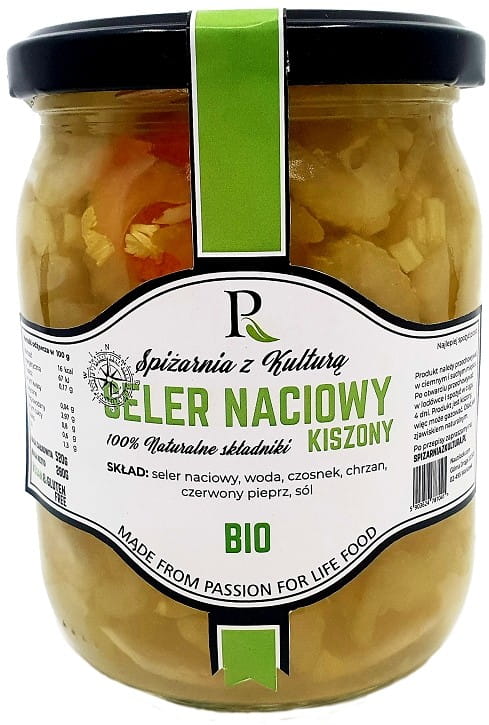 Eingelegter Sellerie von biogo in 300 g Glas, frisch und knackig, perfekt für die Speisekammer.