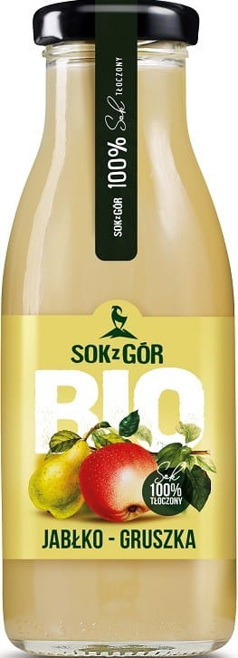 Bio Apfelsaft mit Birne von SOK Z GÓR, 250 ml Flasche, frischer Saft aus den Bergen, naturbelassen und aromatisch