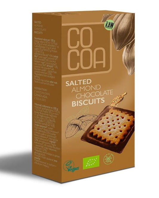 Bio Mandel-Schoko-Kekse mit Salz von COCOA, 95 g, mit Mandeln, Schokolade und Meersalz in einer ansprechenden Verpackung
