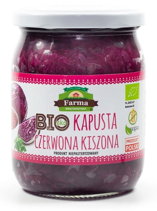 Glutenfreies rotes Sauerkraut BIO 480 g (420 g) - FARMA ŚWIĘTOKRZYSKA