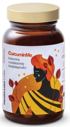 Hochwertige Curcumin-Kapseln von HEALTH LABS mit erhöhter Bioverfügbarkeit, 60 Kapseln in einer transparenten Packung.