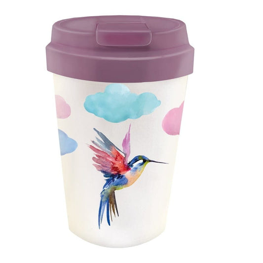 Reisebecher von CHIC-MIC mit Aquarellvogel-Design, 350 ml, aus langlebigem Material, ideal für unterwegs
