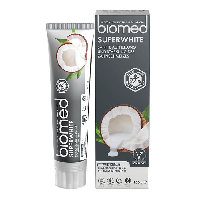Fluoridfreie superweiße Zahnpasta 100 g - BIOMED Hover Image