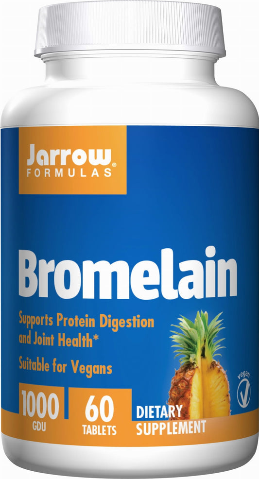 Bromelain 60 Tabletten in einer braunen JARROW FORMULAS Dose, Nahrungsergänzungsmittel für Verdauung und Entzündungshemmung