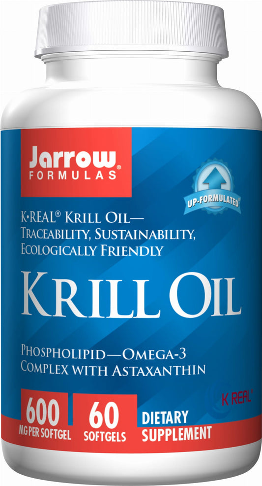 Jarrow Formulas Krillöl 600 MG in 60 Kapseln, nährstoffreiches Nahrungsergänzungsmittel mit Krillöl in dunkler Flasche