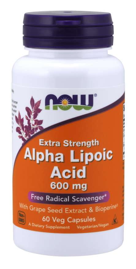 ALA Alpha-Liponsäure 600 MG und Traubenextrakt und Bioperine 60 Kapseln NOW FOODS