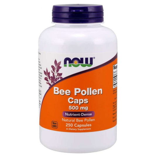 Bienenpollen Kapseln von NOW FOODS, 500 mg, 250 Stück, natürliche Bienenpollen in Gelatinekapseln.