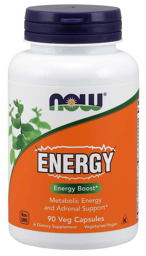 Energieinjektion von Energie 90 Kapseln von NOW FOODS, Nahrungsergänzungsmittel für mehr Energie, Nahaufnahme der Kapseln