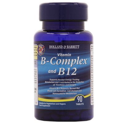 Vitamin B Komplex und B12 Tabletten von Holland & Barrett, 90 Stück, hochwertige Nahrungsergänzung in Tablettenform