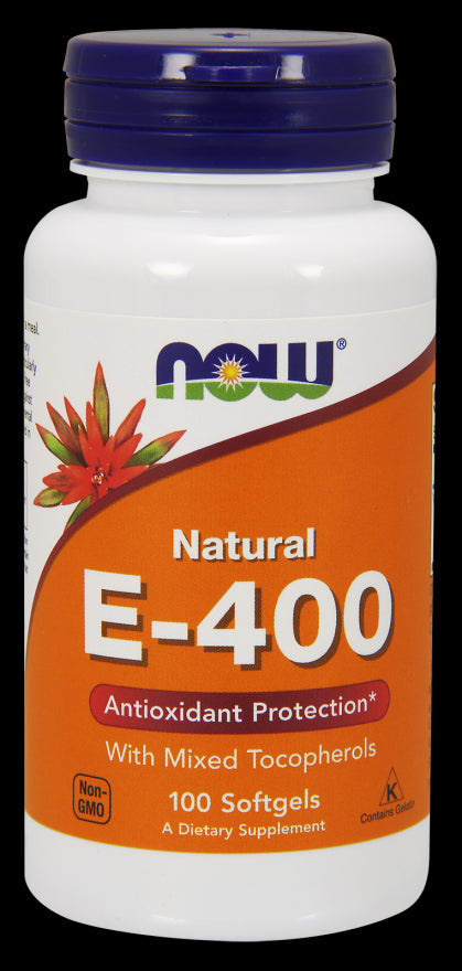 Vitamin E 400 mit einer Mischung aus Tocopherolen 100 Kapseln NOW FOODS