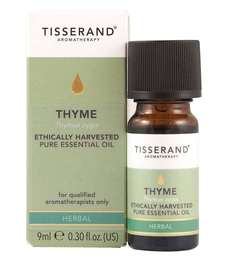 Ethisch geerntetes Thymianöl in 9 ml Flasche von TISSERAND AROMATHERAPY, naturbelassen und aromatisch.