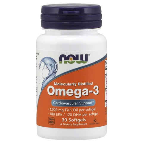 OMEGA 3 DHA 120 MG und EPA 180 MG 30 Kapseln NOW FOODS